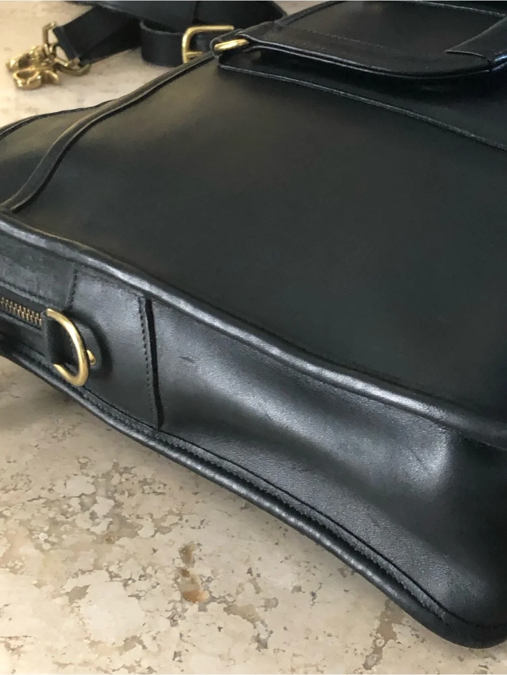 Vintage COACH Embassy Black Leather Laptop Briefcase Gold-Tone Hardware